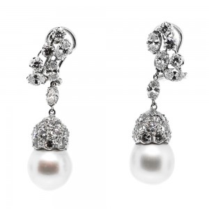 S.Sea Pearl & Diamond Earrings