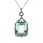 Deco Aquamarine Platinum Pendant