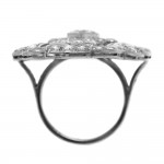 French Deco Large Diamond Plat Ring