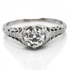 0.71 cts. OEC Filigree Platinum Ring