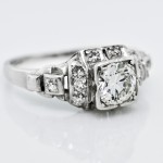 Deco Step Diamond Platinum Ring