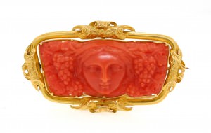 Art Nouveau Coral Brooch P213