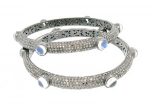 Moonstone Rose Diamond Bangles