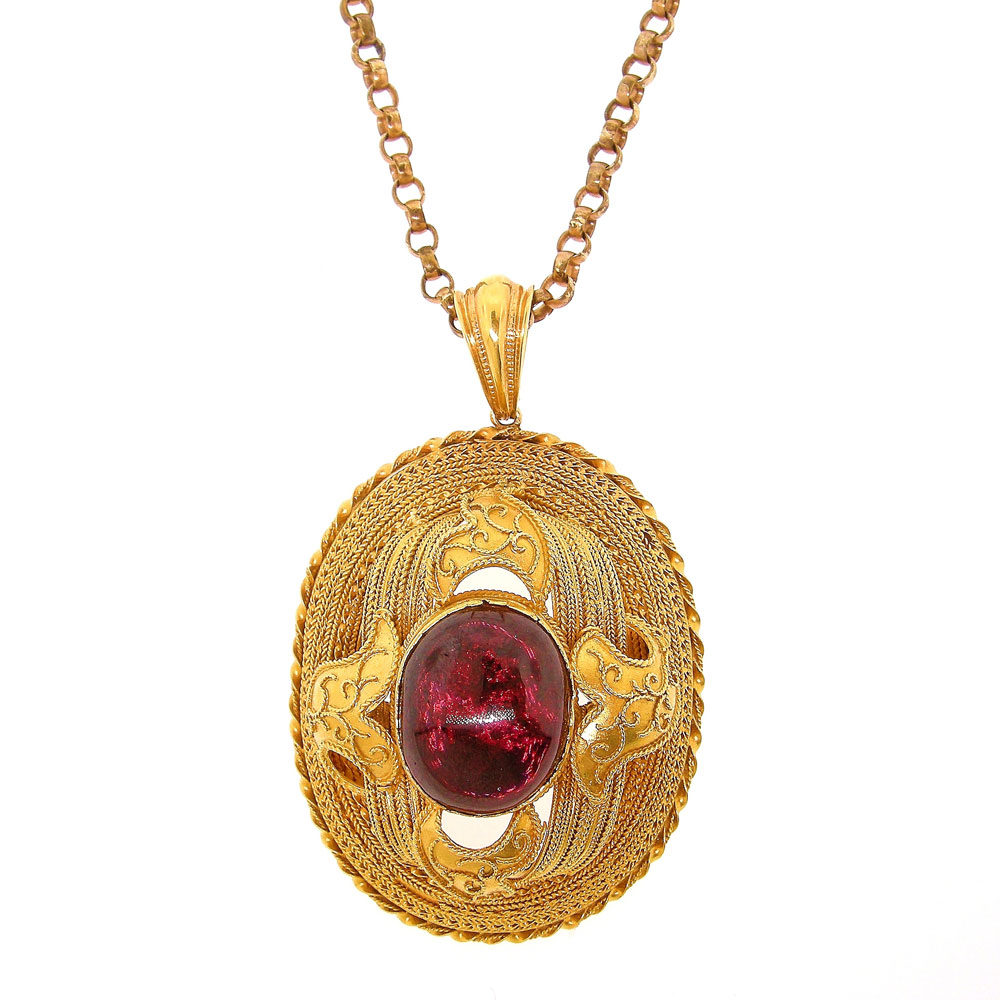 Garnet 14KT Victorian Pendant