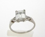 1.44 Carat Emerald cut diamond platinum ring R1623