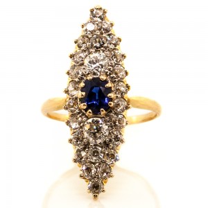 Sapphire & OEC Marq Shape Ring