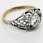 1920 Diamond Silver Gold Ring