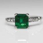 Vintage Colombian Emerald Platinum Engagement Ring