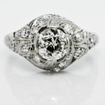 Art Deco Dome Diamond Filigree Ring