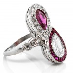Burma Ruby & Old Diamond Pear Shape Ring