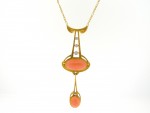 Art Nouveau Coral & Gold Pendant