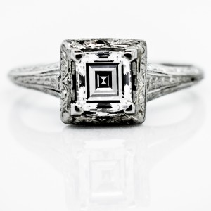 Ar Deco Rectangular Cut Diamond Ring