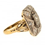 Square Palladium Gold Diamond Ring