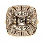 Square Palladium Gold Diamond Ring