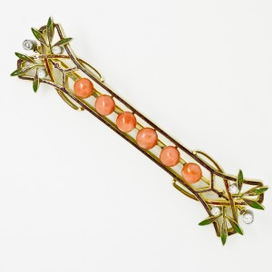 Art Nouveau Coral Brooch