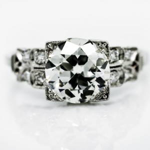 Deco 1.48 cts. OEC Platinum Ring