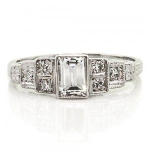 Emerald Cut Diamond Platinum Ring