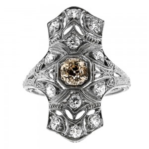 North South Cognac Diamond Ring