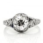 Cushion Cut Diamond Filigree Platinum Engagement Ring