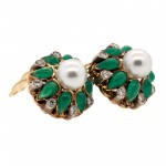 1960 Clip on Pearl Emerald Diamond