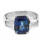 Ceylon Sapphire & Baguette Diamond Ring