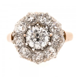 2.20 cts. OEC Cluster Gold Ring