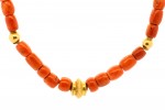 Tibetan Coral & Gold Beads