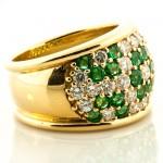 WideBand Diamond Emerald Ring