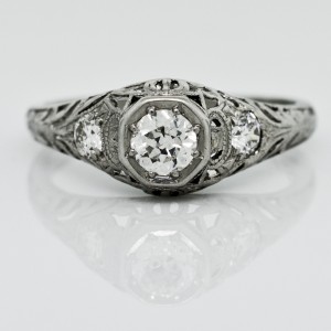 Art Deco Dome Filigree Diamond Ring