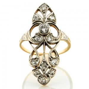 Filigree N-S Old Diamond Ring