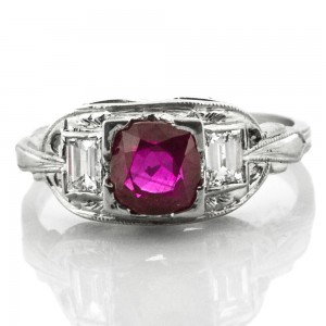 1.35 cts Burma Ruby Deco Ring