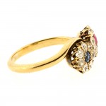 Gold Sapphire Ruby & Diamond Ring