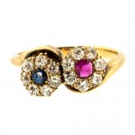 Gold Sapphire Ruby & Diamond Ring