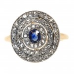 1910 Sapphire & Rose Cuts Plat Silver