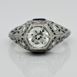 Art Deco Filigree Diamond Sapp Ring