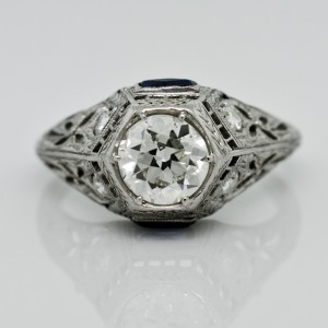 Art Deco Filigree Diamond Sapp Ring