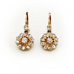 Rose Cut Diamond Cluster Earrings