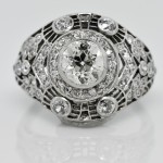 Art Deco Dome Diamond Platinum Ring