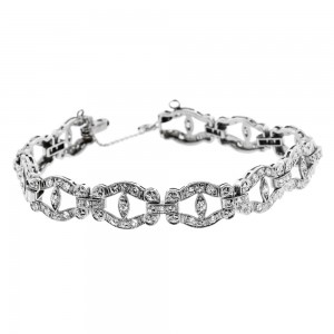 1940 Oval Links Diamond Plat Bracelet