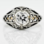 1920 Diamond Silver Gold Ring
