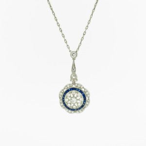 Sapphire & Diamond Platinum Pendant