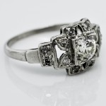 Art Deco Old Euro Cut Diamond Ring