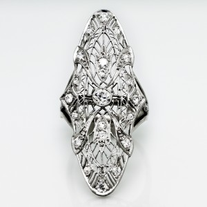 North South Diamond Filigree Ring