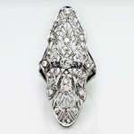North South Diamond Filigree Platinum Engagement Ring