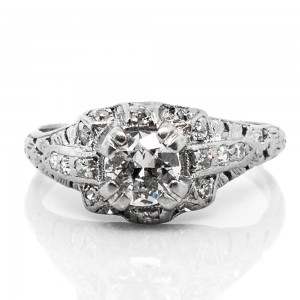 0.46 cts. OEC Platinum Engraved Ring