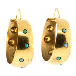 Large Gold & Turquoise Hoops