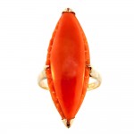 Red Coral Marquise Shape Ring