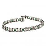Aft Deco Diamond Emerald Bracelet