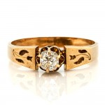 Victorian Old Mine Cut Diamond Gold Ring