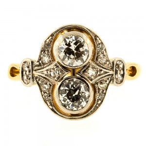 1920 Dual OEC Diamond Plat Gold Ring